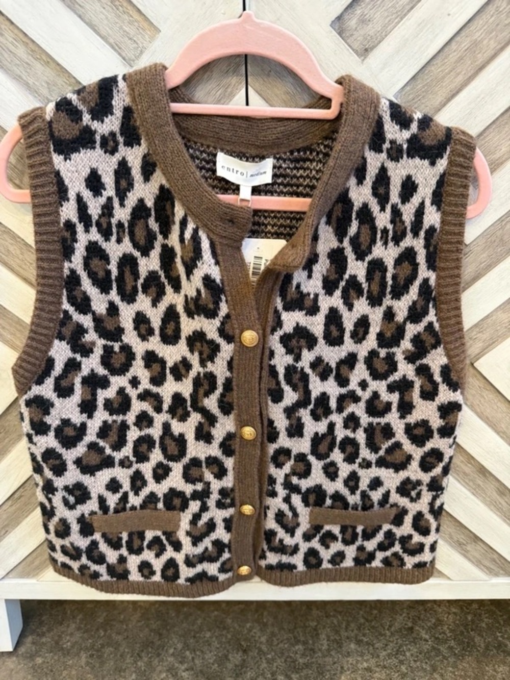 Womens Entro Leopard Sweater Vest